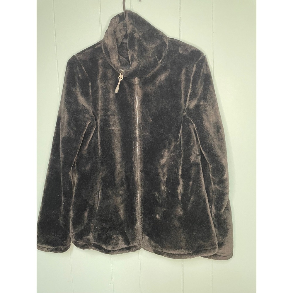 32 Degrees Heat Faux Fur Zip Up Jacket Women's Size Small Black - Picture 1 of 5